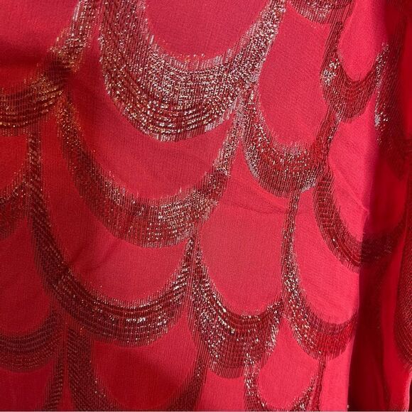 ERIN FETHERSTON Pink Overlay Black Lea Silk Metallic Party Dress  NEW Flawed - Picture 7 of 11